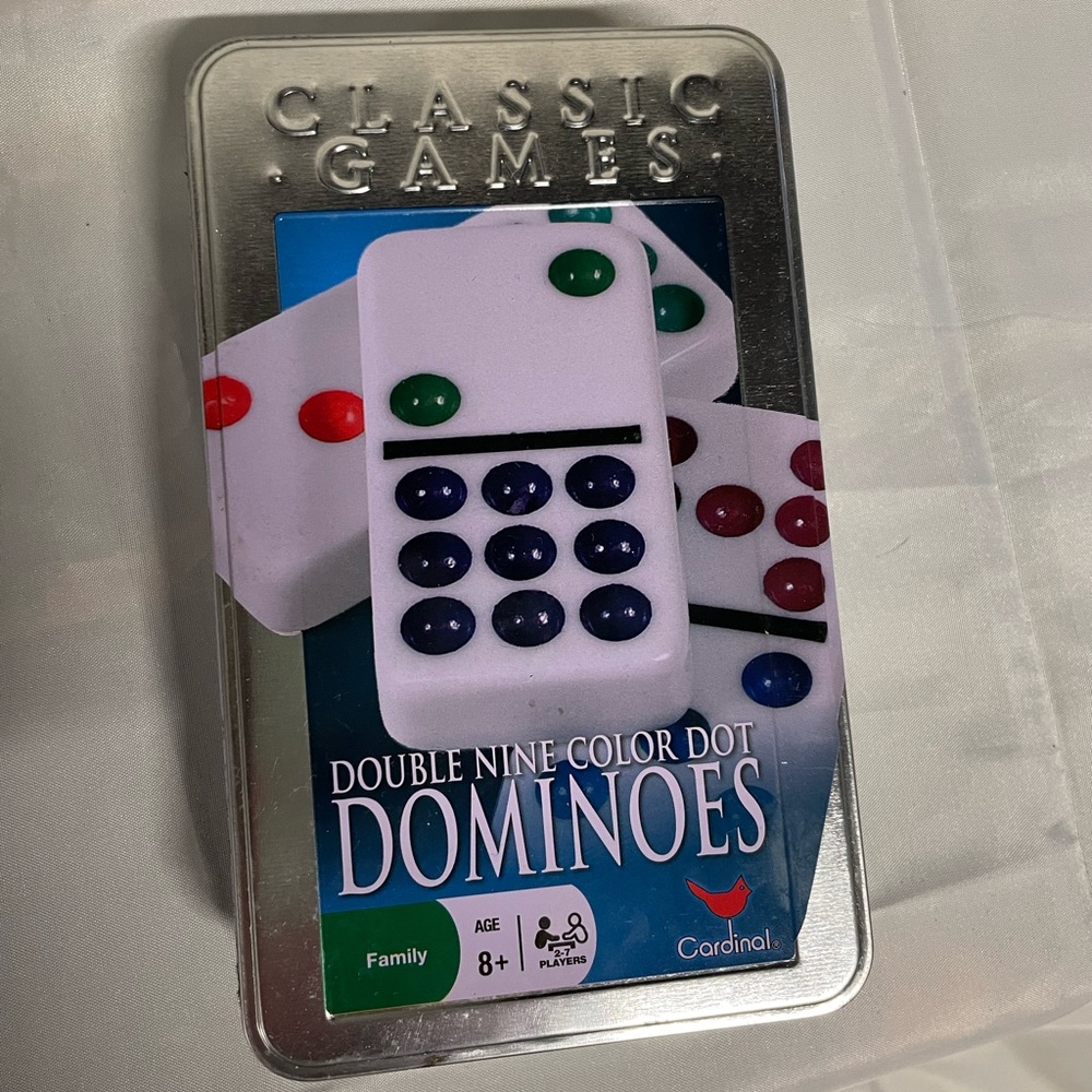 Double Nine Color Dot Dominoes - White with Multicolor Dots